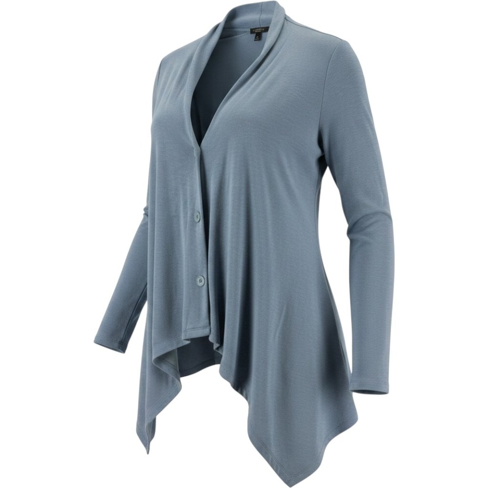 Talbots Cardigan Womens Size M Sweater Blue Button Front Drape Neck Wool Blend